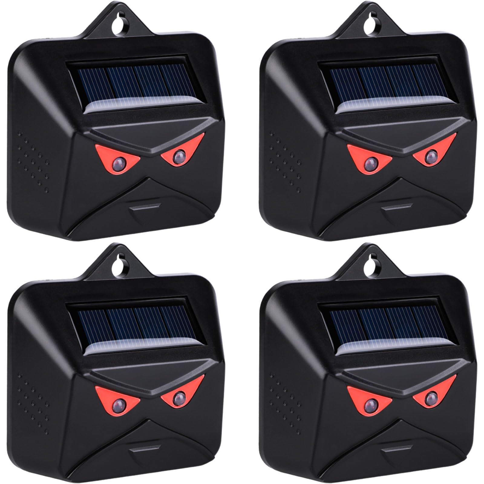 Répulsif solaire pour animaux ALLOMN, lot de 4 répulsifs solaires pour animaux de nuit avec lumière LED rouge, dispositifs de dissuasion pour mouffettes, répulsifs pour cerfs, renards, mouffettes