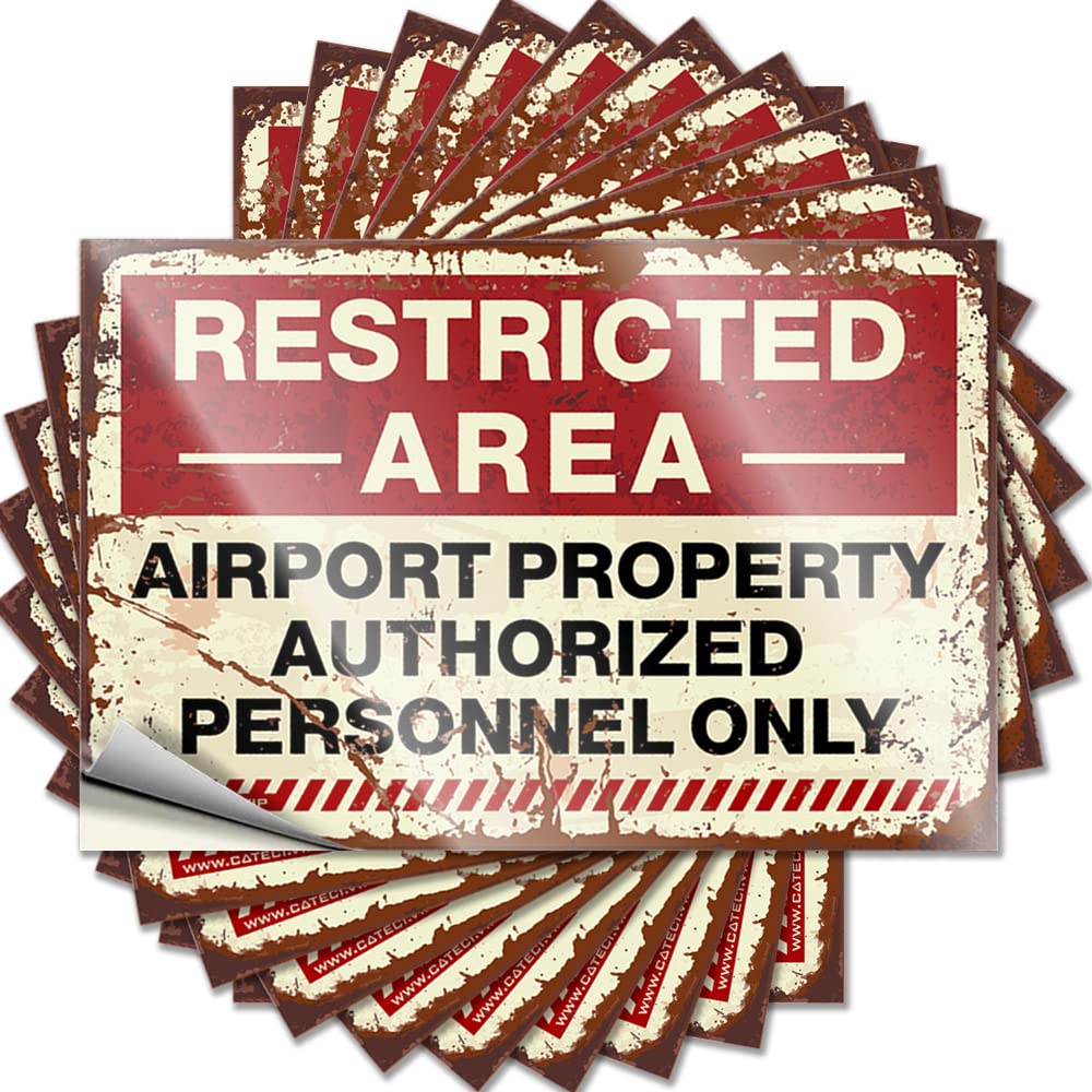 Stickers for Cars Restricted Area Airport Property Authorized Personnel Only Road Funny Sticker 10 Pcs Car Stickers Car Stickers(6X9CM)