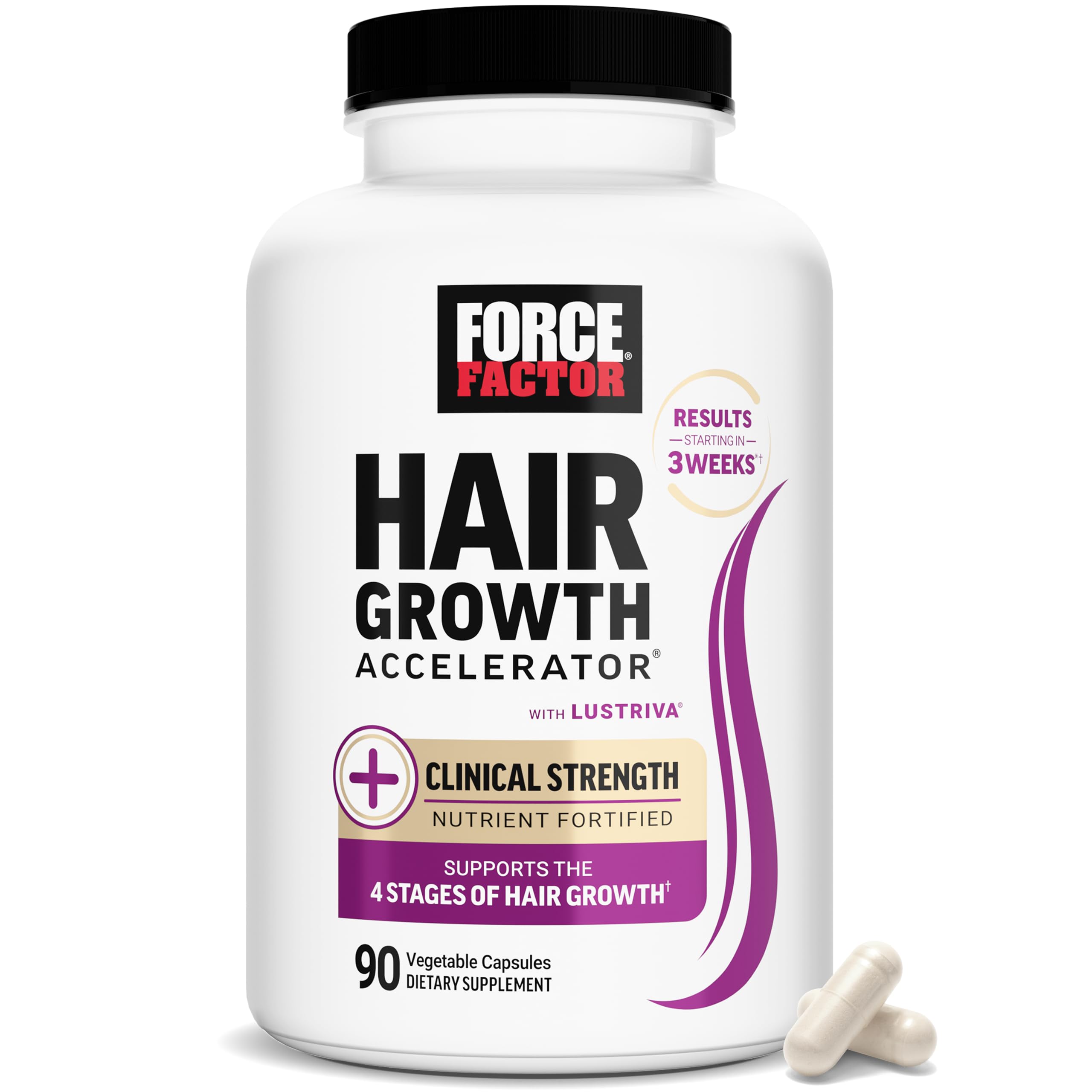 Force Factor Hair Growth Accelerator with Clinically Studied Lustriva