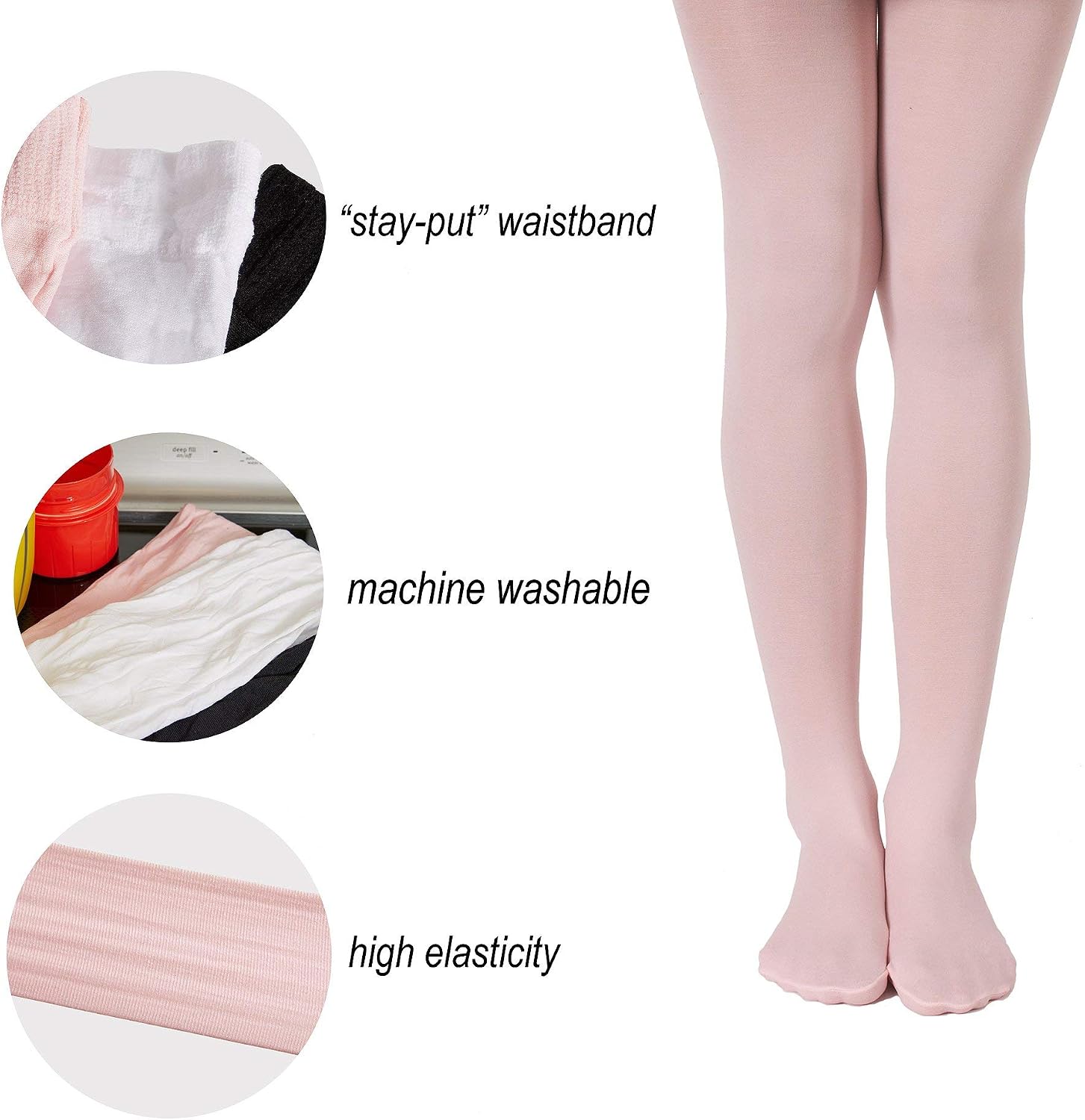 Basic Perspective Girls Microfiber Tights, 3-Pack, Navy, 4-6 Yr