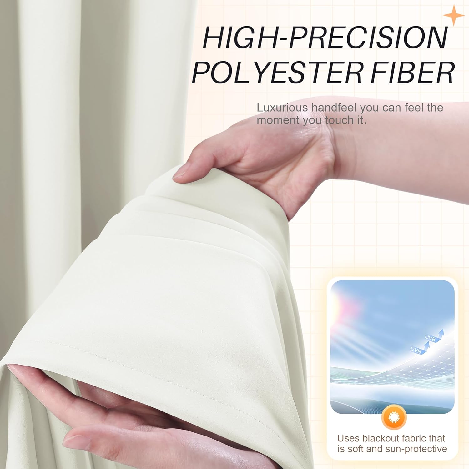 Etherealveil Cream White Pinch Pleat Blackout Curtains 84 Inches Long-2 Panels,with Hooks&Back Tabs,Soft-Supple Fabric Soundproof & Thermal Insulated for Bedroom Living Room Office 60" W x 84" L