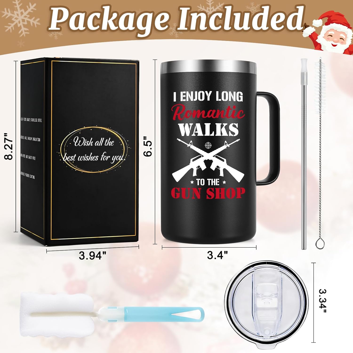 Qtencas Gifts for Gun Owners, Hunting Gifts for Men, 20 Oz Gun Enthusiast Gift Mug, Birthday Christmas Gift for Guns Lover Hunter Hunting, Black - Image 7