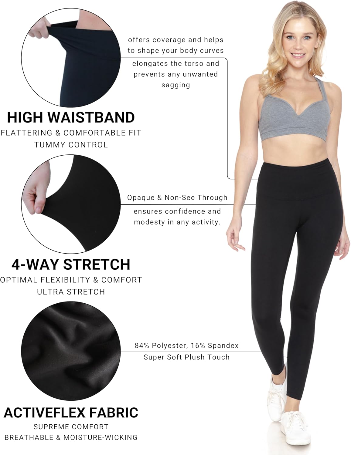Leggings Depot High Waisted Women's ActiveFlex Leggings-HLY (Yoga Black, 2X) - Image 5
