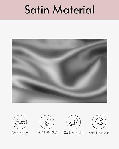 Miniatura 3 de Yanideer Funda de almohada de satén para cabello y piel, con banda elástica de viaje, fundas de almohada de satén de enfriamiento, funda de almohada