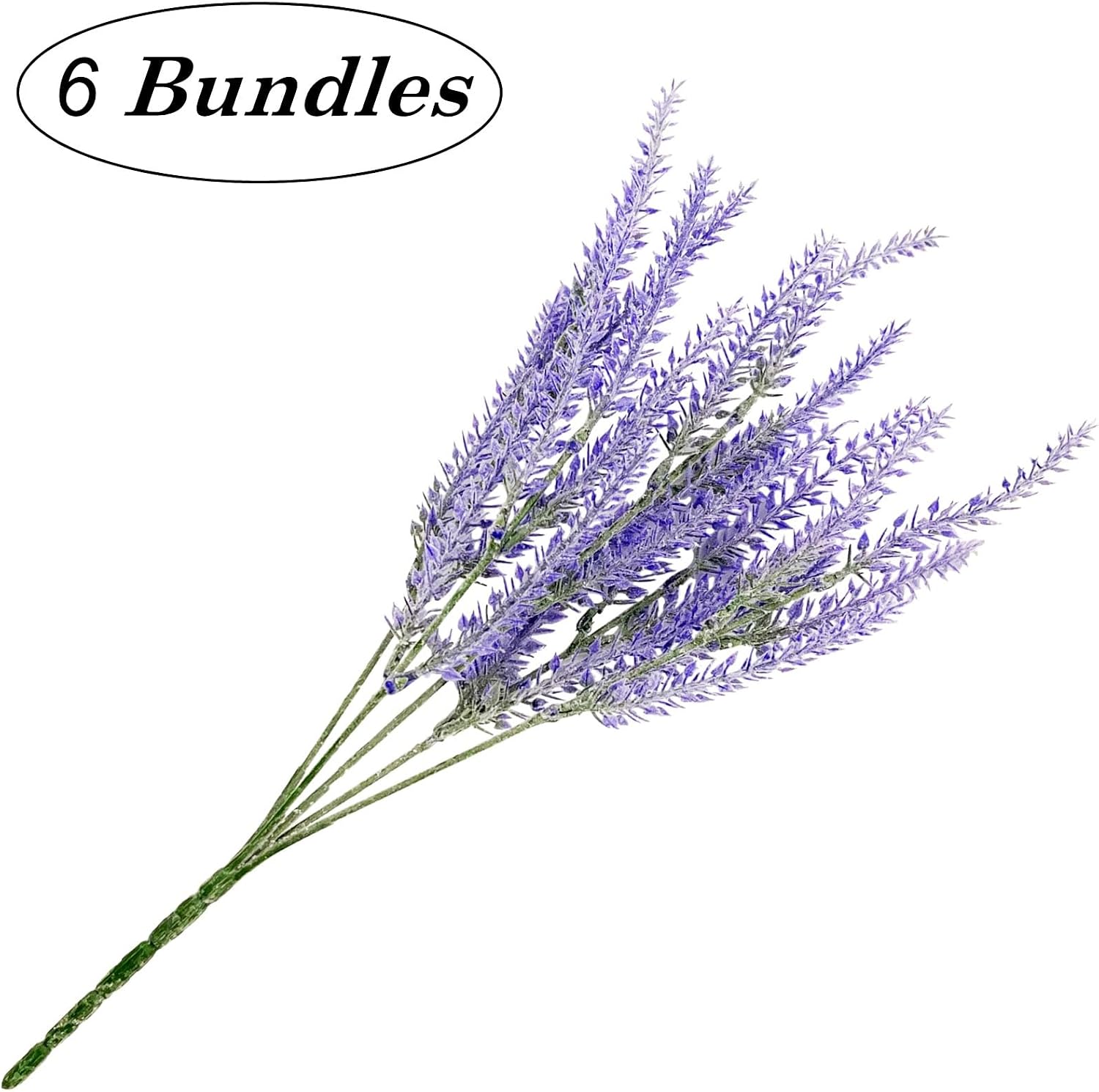 6 Bundles Artificial Lavender Stems, Purple Faux Flowers, 15-inch Decorative Floral Spray Faux Flower Bouquet