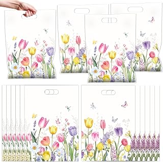 Falueqg Tulip Party Favor Bags - Spring Flower Goodie Bags for Bridal Shower Wedding Bachelorette Party Favors, Reusable Flower Pinata Candy Baggies Birthday Party Baby Shower