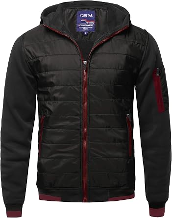 Youstar Mens Casual Basic Quilted Bomber Jacket