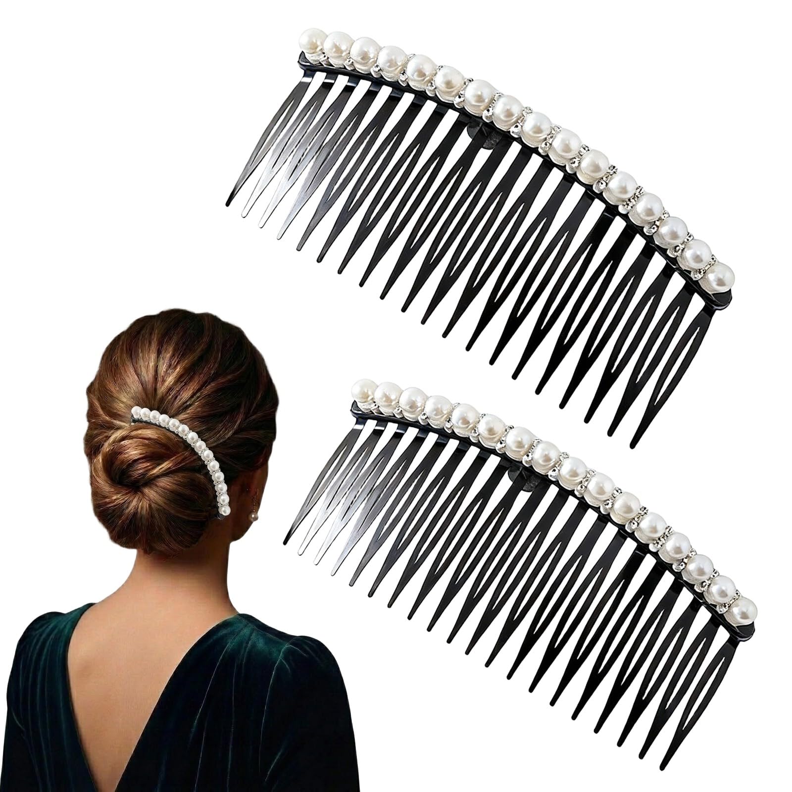 2 Unidades Peine de Pelo con Perlas Decorativas Juego de Peines Perlas Vintage Peine Lateral de Dientes Finos para Peinados Elegantes Accesorios Boda y Fiesta