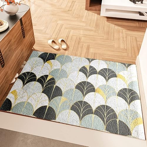 Miniatura 4 de Tapete duradero para puerta de exterior, de 47 x 35 pulgadas, tapete de bienvenida antideslizante, absorbente, resistente a la suciedad, tapete de