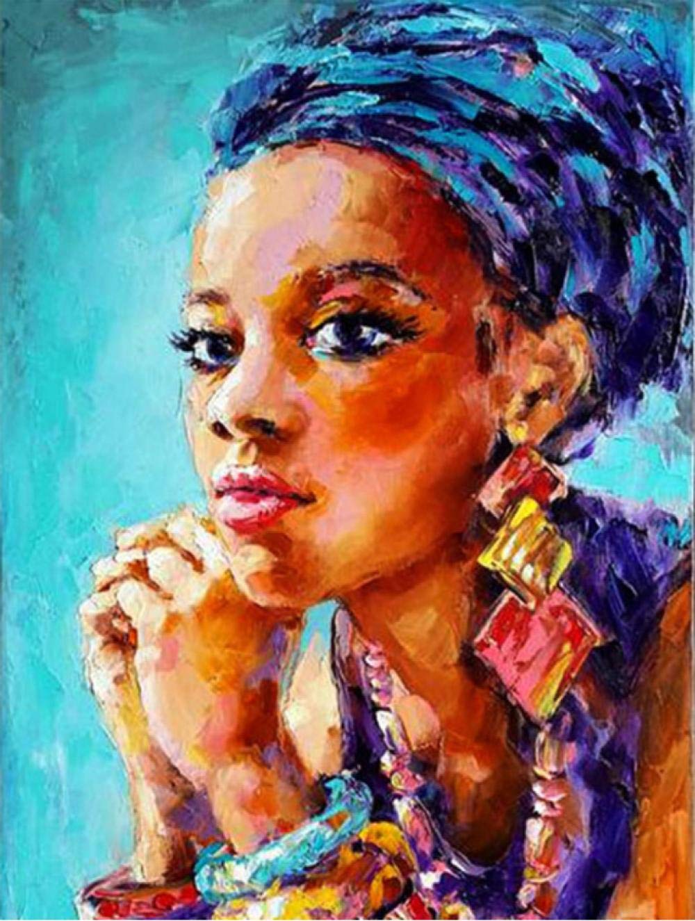 Peinture par numéros femme africaine sur toile 40x50cm avec peinture acrylique