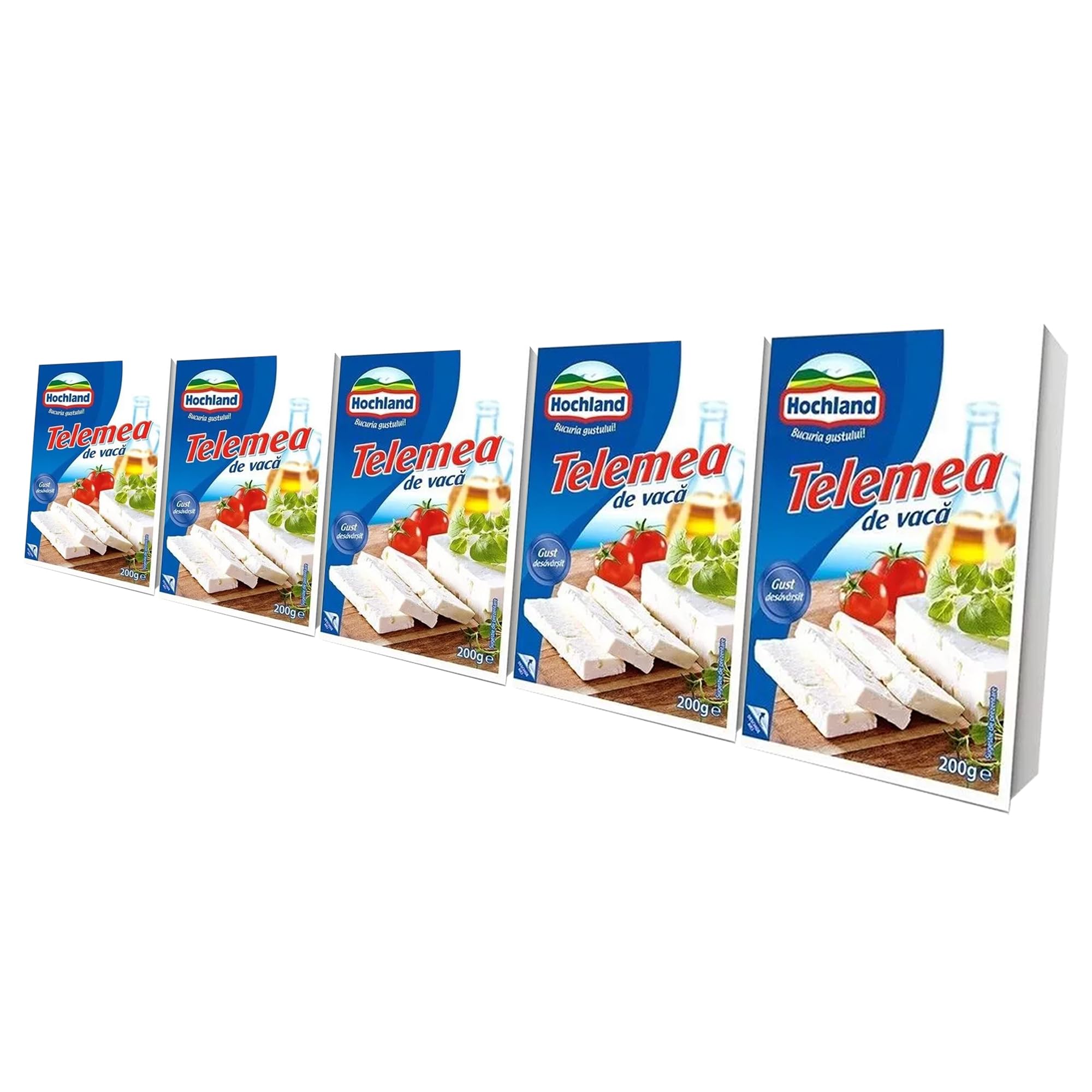 Hochland Telemea De Vaca 200g | Cow Milk Cheese | with Creamy Texture and Tangy Aftertaste | German Cheese (Telemea Vaca 200g, 5 Oack)