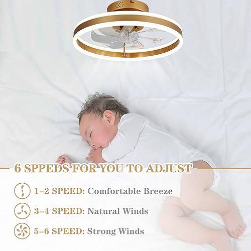 Miniatura 8 de Bella Depot Ventilador de techo moderno de 19.7 pulgadas, ventilador de techo de perfil bajo con luz, ventilador de techo LED de montaje empotrado