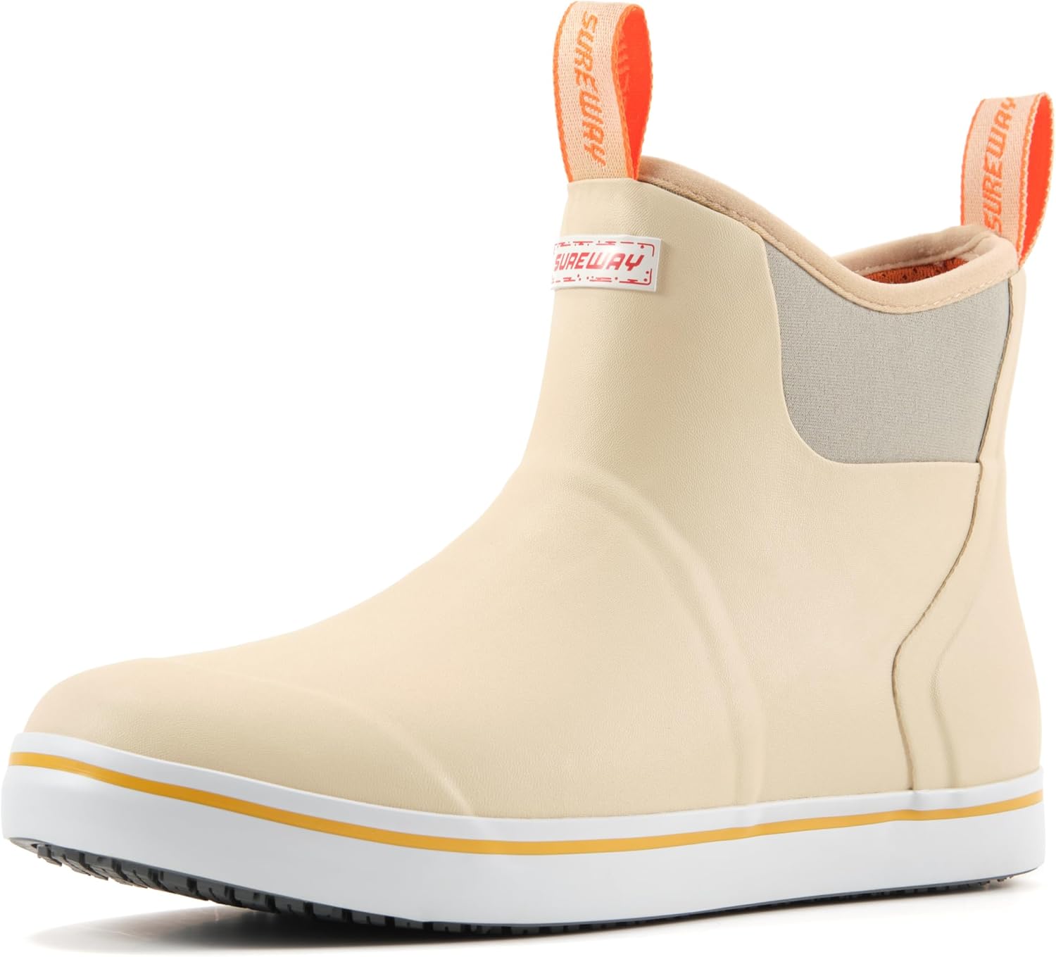 SUREWAY Women's Ankle Fishing Deck Boots for Women,Short Waterproof Neoprene Rubber Rain Boots,Durable Comfortable Lightweight Garden Work Shoes for Women,Upgraded Slip Resistant,SWN500W BEIGE 8