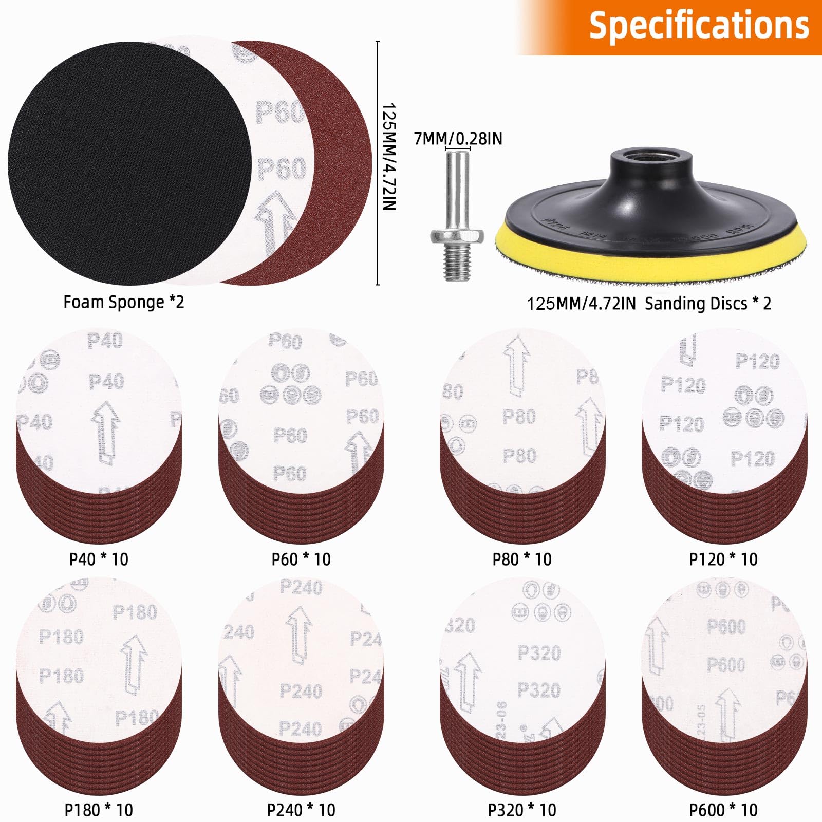 Kit De Disques Ponceuse 125 Mm Velcro Pour Meuleuse D'Angle