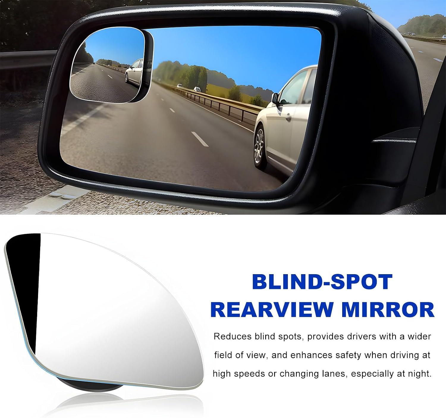 2 PCS Car Blind Spot Mirror, Fan-Shaped 360 Degree Rotating Convex Blindspot Mirror with Adhesive Back, Frameless Adjustable Glass Rear View Mirrors for Cars Trucks SUVs
