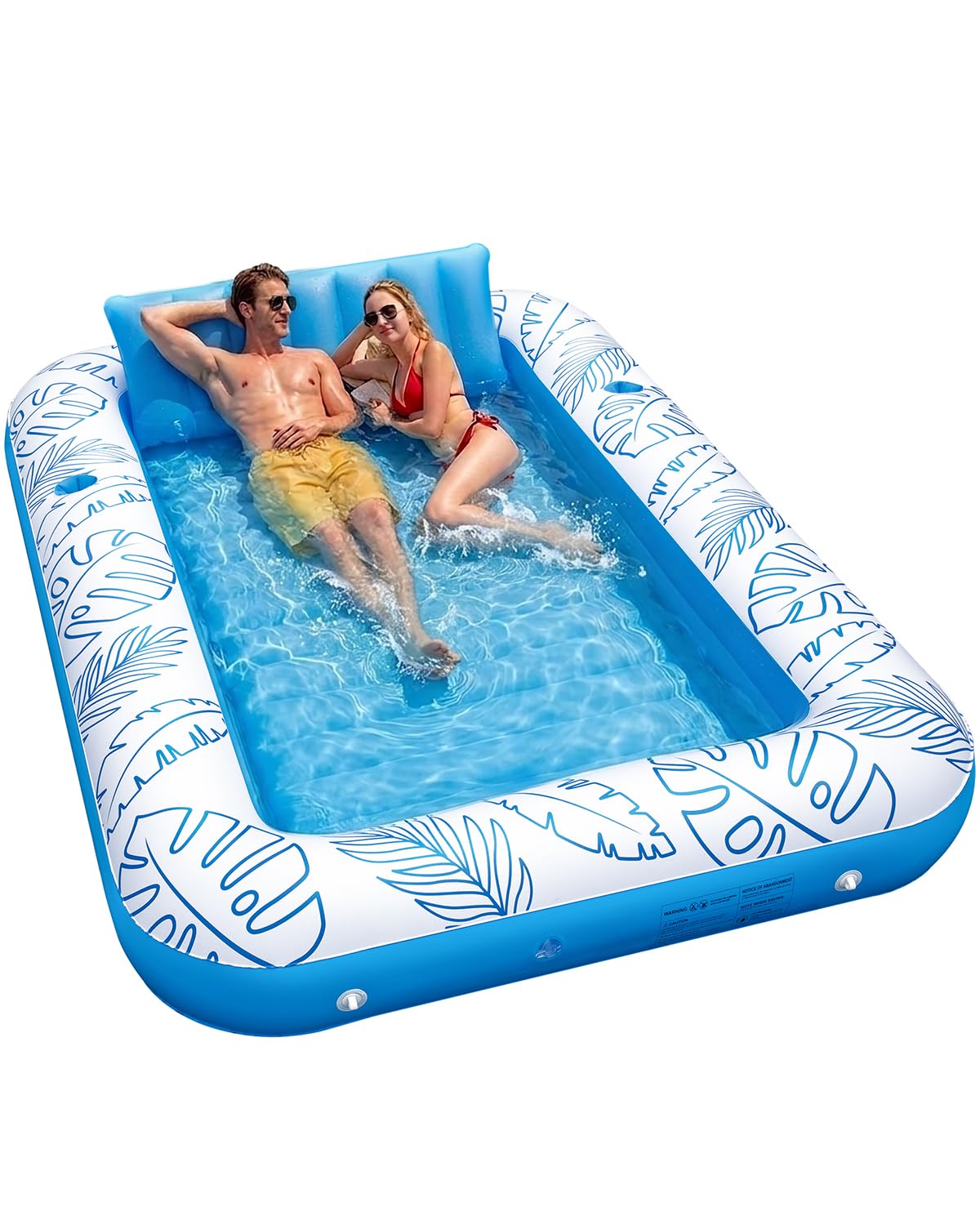 Photo 1 of XL Inflatable Tanning Pool Float for 2 Adults with Lights,4 in 1 Suntan Tub Raft Float with Pillow, Cup Holders,85" X 59" Extra Large Blow Up Pool Floats for Sunbathing, Pool, Backyard, Beach, Lake