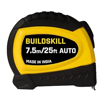 Buildskill 7.5M Durable Measuring Tape: Good Standing Strength, Clear Markings, Versatile in Industries, Lightweight, Easy-to-Use, Time-Saving, and Auto-Lock