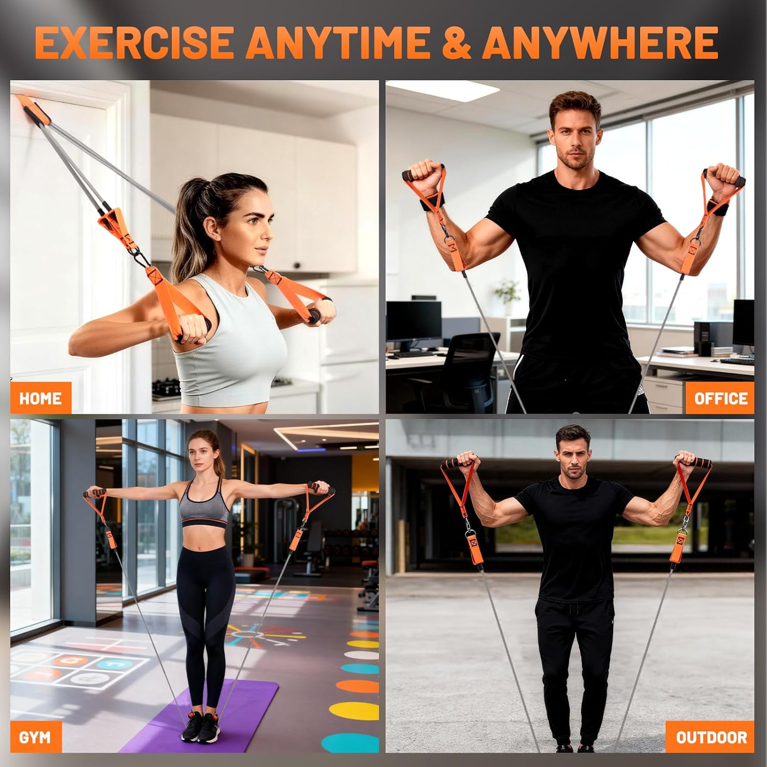 Heavy Duty Resistance Bands Set with Handles, Ankle Straps & Door Anchor – 300LBS Exercise Bands for Home Gym, Muscle Training, Physical Therapy, Yoga, Full Body Workout for Men & Women