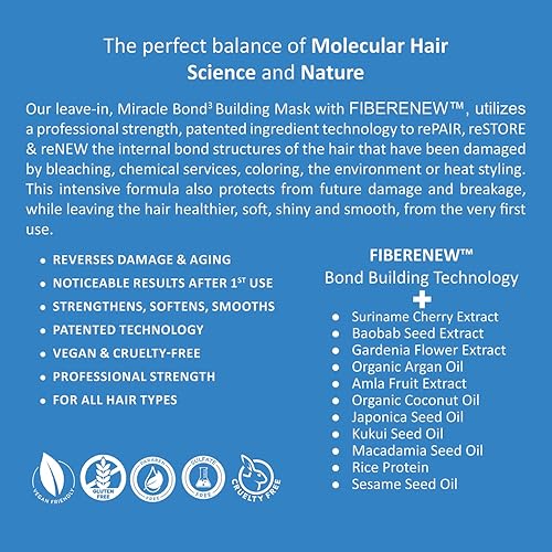 Miniatura 9 de REBOND MOLECULAR HAIR SCIENCE Leave In Miracle Bond - Juego de máscaras de construcción, incluye 1-3 oz (3.0 fl oz) y 1 tamaño de viaje, 0.3 fl oz