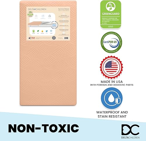 Miniatura 5 de Delta Children Colchón Summer Breeze - Colchón transpirable para cuna y niño pequeño con núcleo de nube + sábanas bajeras Delta Children para cuna