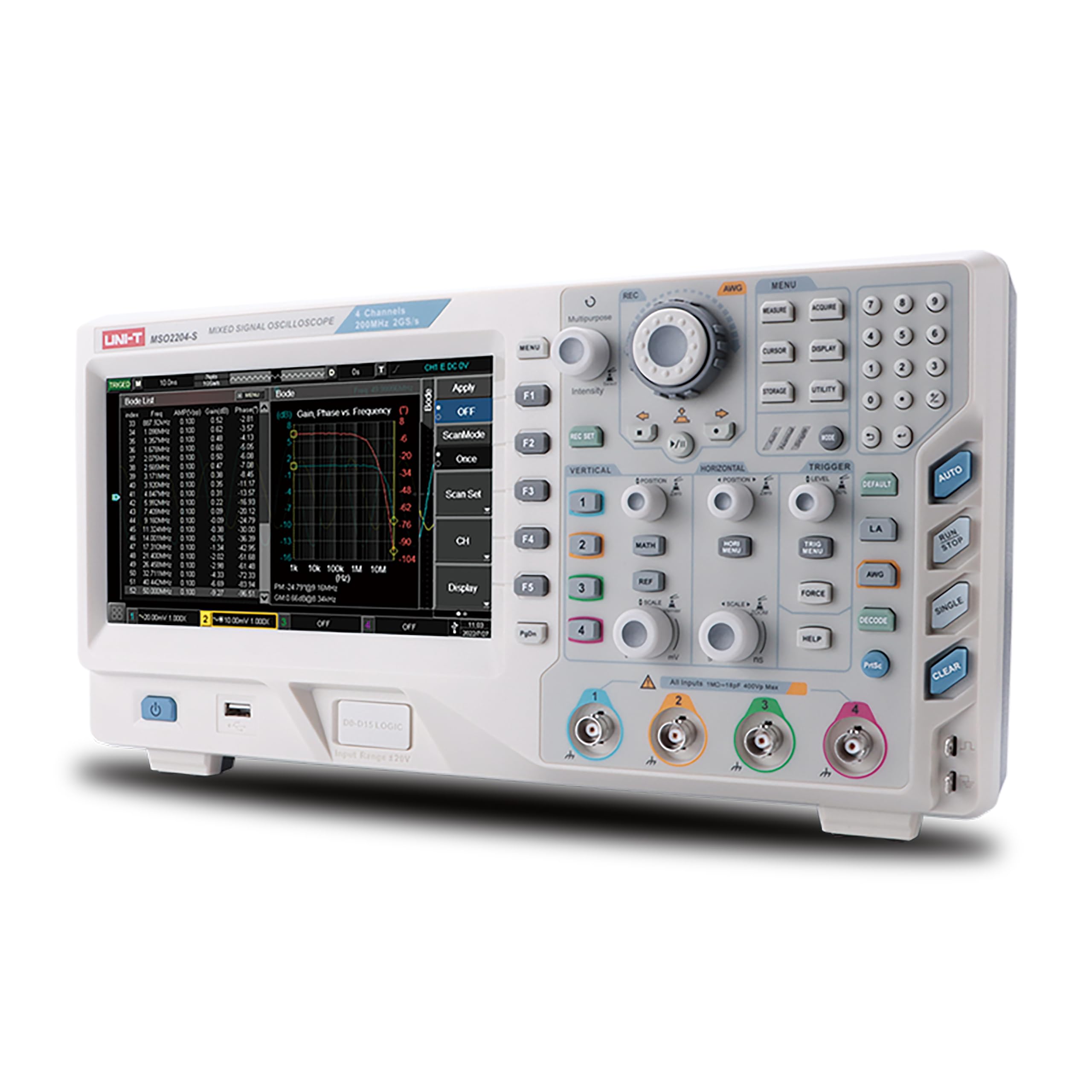 UNI-T MSO2102-S - Osciloscopio digital de fósforo con 2 canales (analógico), 16 canales (digital), 2 GSa/s, 100 MHz, 56 Mpts
