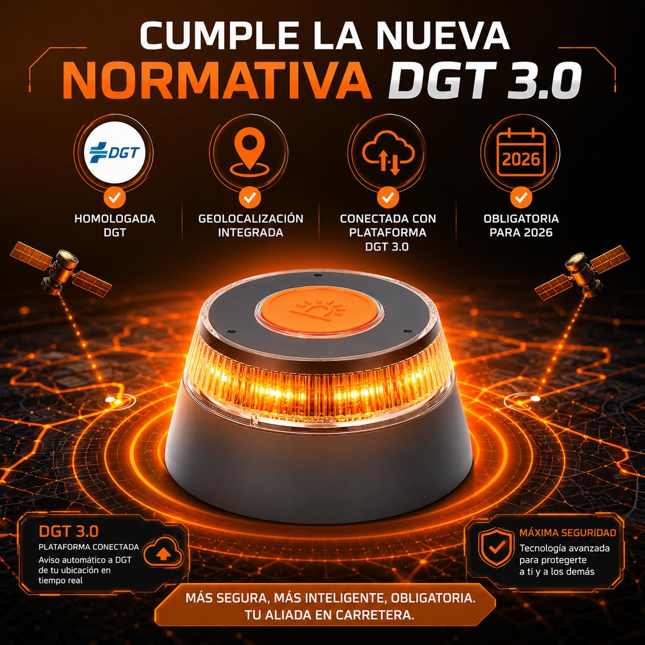 TIENDA EURASIA - Baliza V16 Homologada Dgt con Geolocalizador | Luz de Emergencia Coche | Incluye Tarjeta Sim 12 Años | Base Magnética | Impermeable IP54 | Pilas Incluidas (Pack 2)