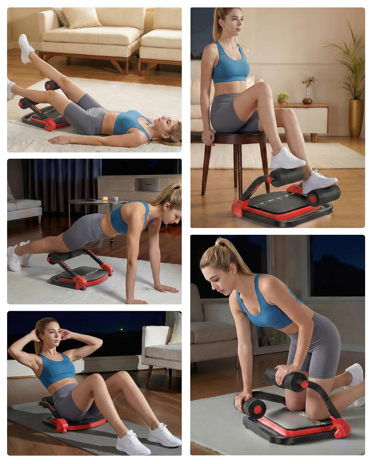 8-in-1 Fitnessgerät für Zuhause, klappbarer Bauchtrainer & Bauchmuskeltrainer & Rückentrainerbis 110 kg, Sportgerät für Ganzkörper, Workout,Zuhause & Büro, Enthält 2 Widerstandsbänder