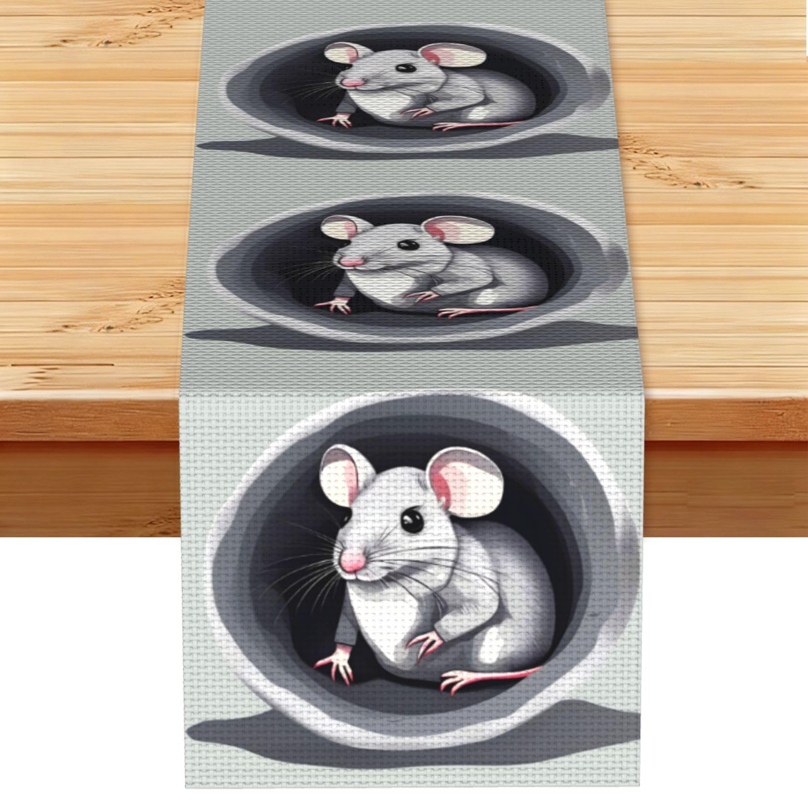 Mouse in the Hole Table Runner 13x72 Inch Dining Decor