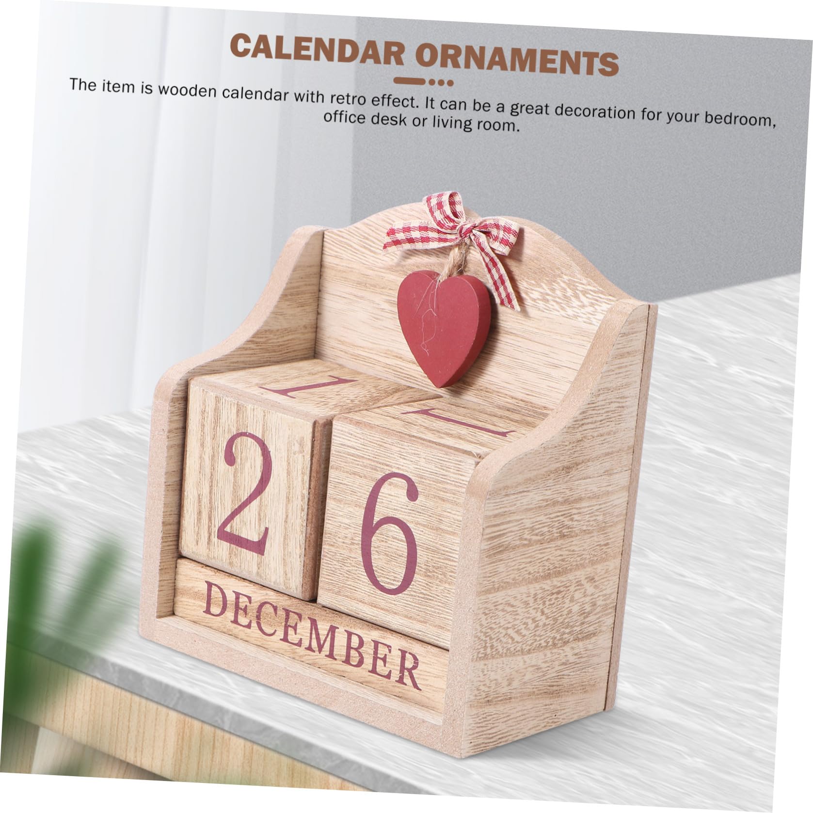 Calendario Perpetuo in Legno Retro da Scrivania Cambio Manuale