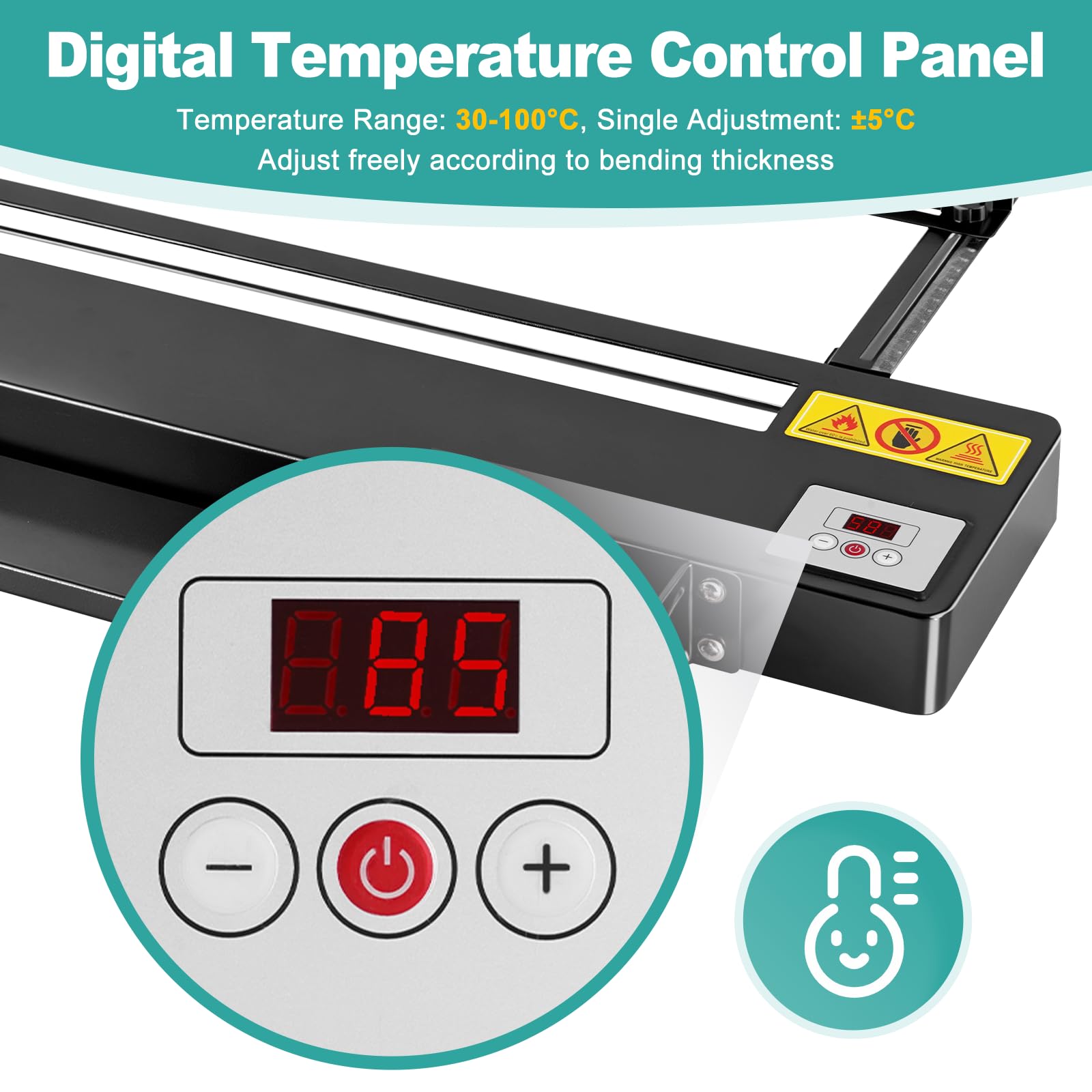Doblador digital de plástico acrílico, dispositivo de doblado térmico de acrílico de 60 cm de largo con cable calefactor de repuesto, doblador térmico de plástico con ángulo y longitud ajustables para
