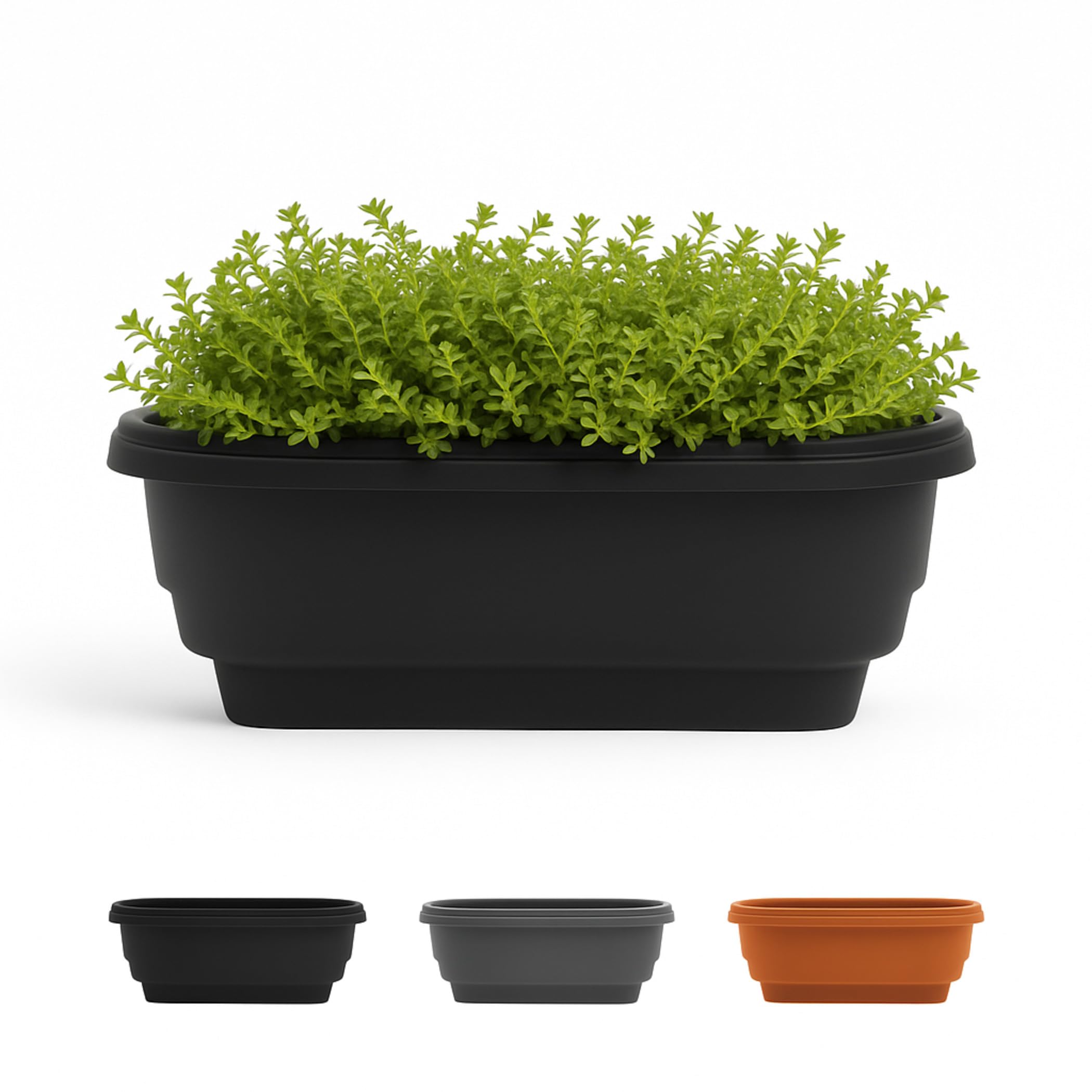 Bloem 24 Black Resin Deck Rail Round Planter