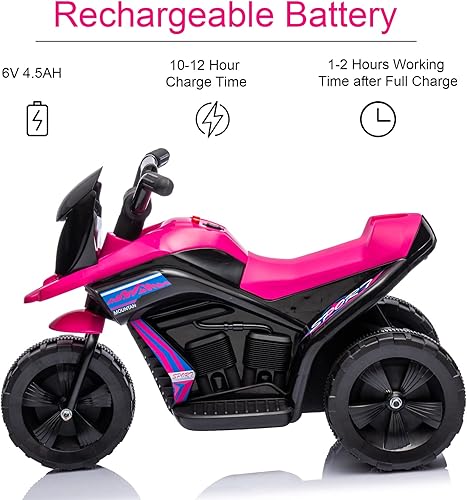 Miniatura 5 de Motocicleta para niños de 6 V, motocicleta para niños pequeños con música, mini motocicleta para niños, motocicleta eléctrica de 3 ruedas para