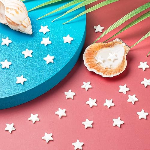 Miniatura 5 de LiQunSweet 30 cuentas de estrella de concha de trochito natural para manualidades, pulseras, collares, suministros para hacer joyas
