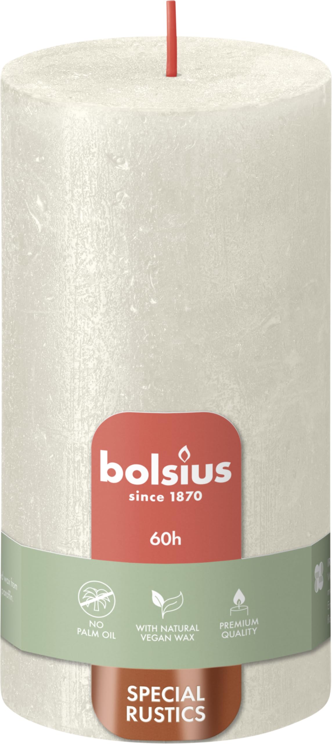 BOLSIUS Rustic Shimmer Metallic Candle 130MM x 68MM Christmas Dinner Table Setting Xmas Festive Pillar Candles (Ivory)