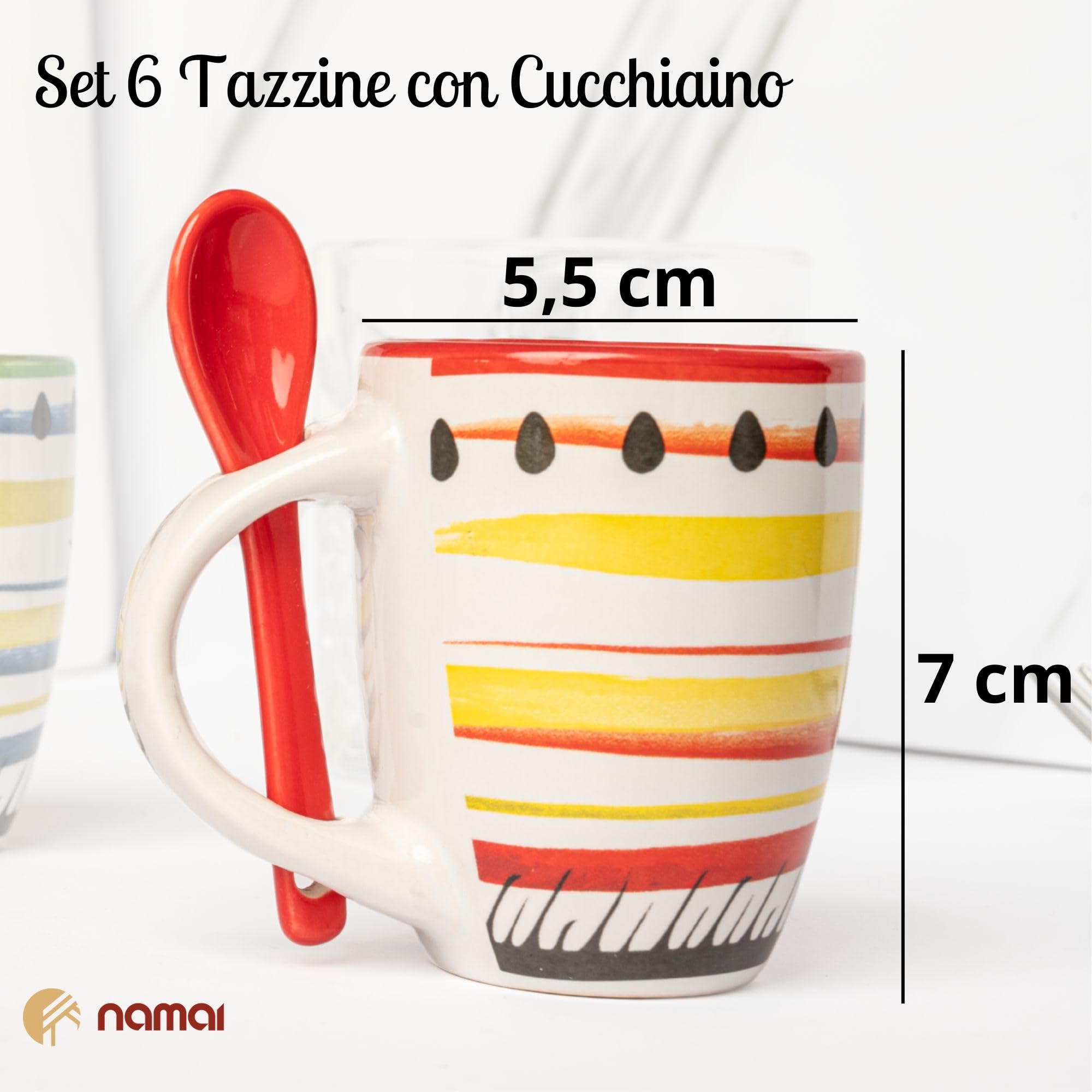 TVNYOUJIA Set di 8 Tazze da 350 l, Tazze da caffè per Adulti, Tazze da