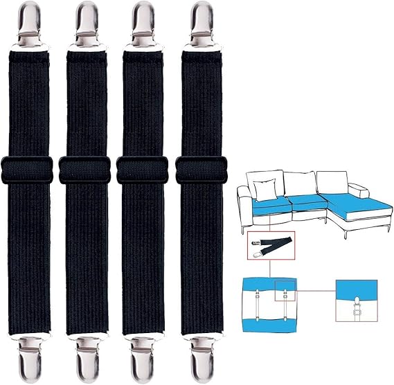 Korlon 4 Pack Bed Sheet Clips, Adjustable Heavy Duty Fitted