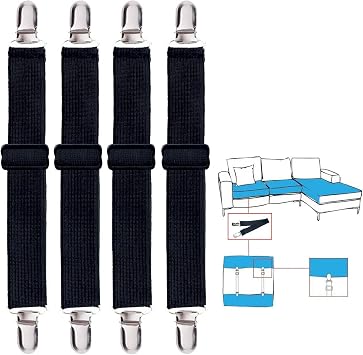 Korlon 4 Pack Bed Sheet Clips, Adjustable Heavy Duty Fitted Sheet Straps Holder, Elastic Sheet Suspenders Fasteners Holders for Corners Bed Mattress Grippers Cover Sofa Cushion