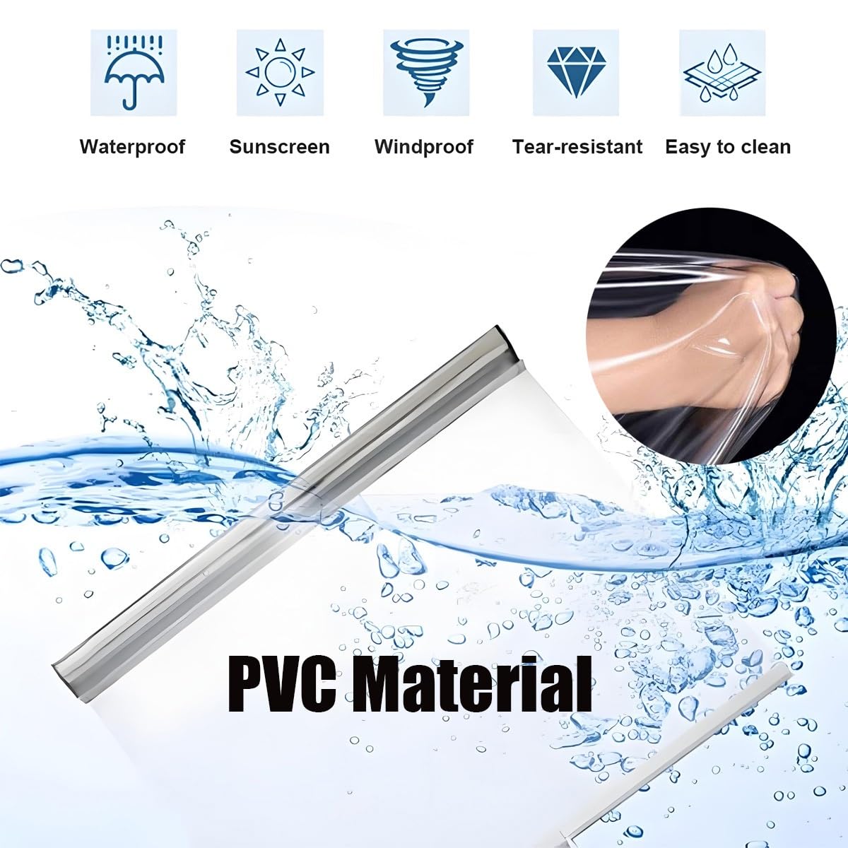 Cortina Enrollable Transparente de PVC - Estores Enrollables Impermeable - para Terraza, Jardín, Balcón, Pérgola, Ventanas Y Puertas - Persianas Cubierta de Vinilo Protectora(W200xH230cm)