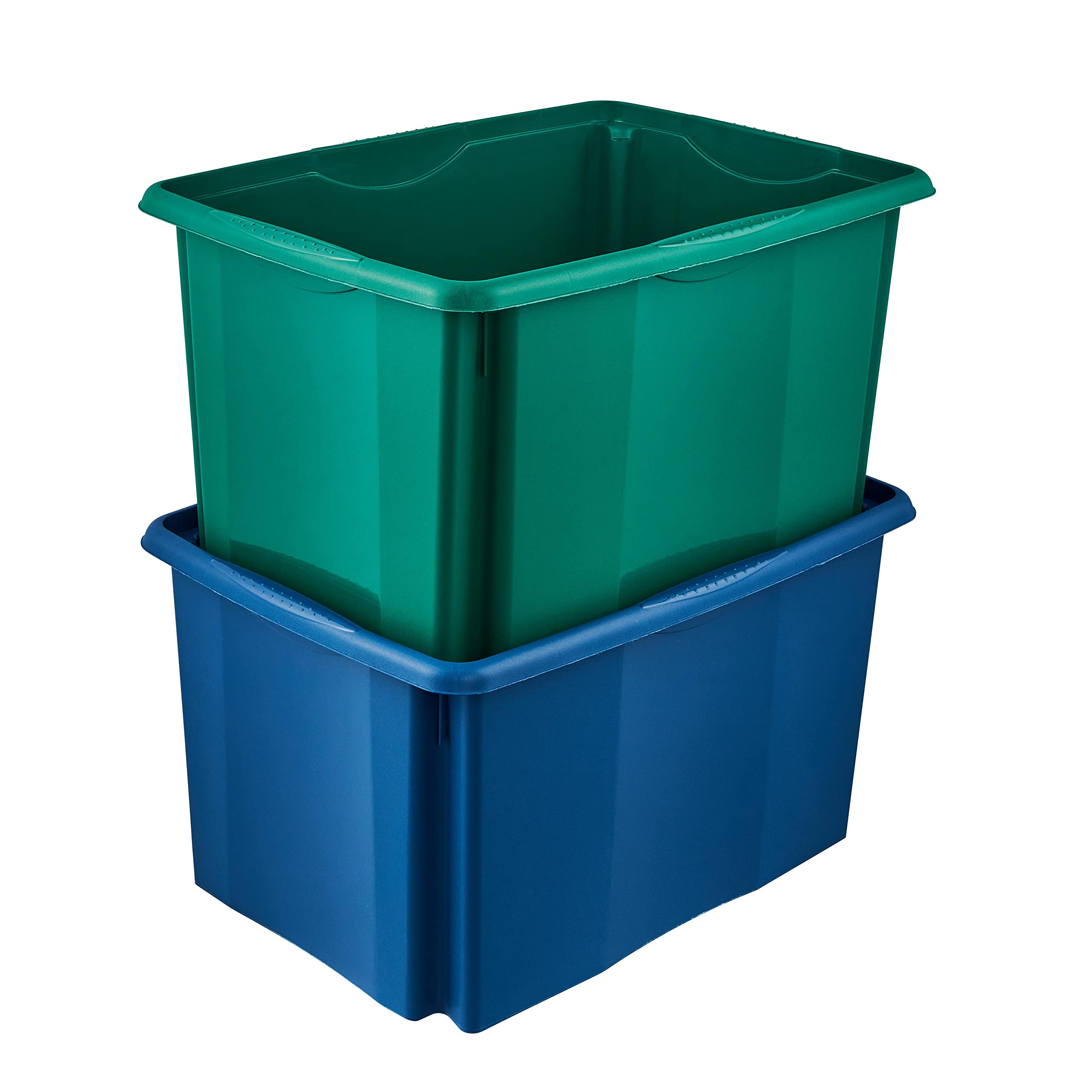 keeeper Caja de Almacenaje con Sistema de Apilado, 54,5 x 39 x 29,5 cm, 45 l, Emil Eco Line, Azul Eco