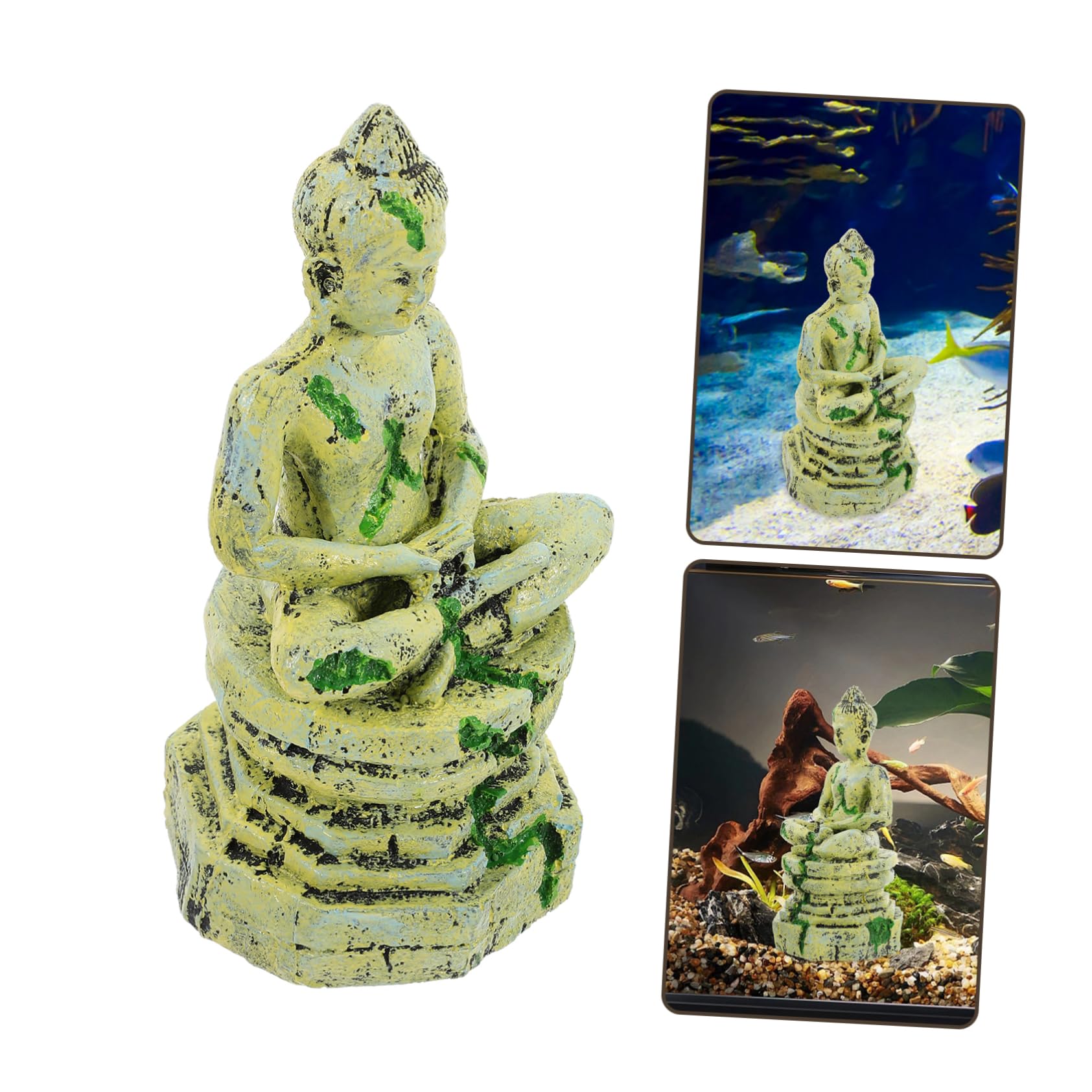 Toddmomy 2pezzi Decorazione Acquario Resina Con Buddha Seduto Ornamento Sicuro Per Pesci Design Artistico Per Paesaggi Sottomarini Adatto Acquari e Salata Resistente e Duraturo
