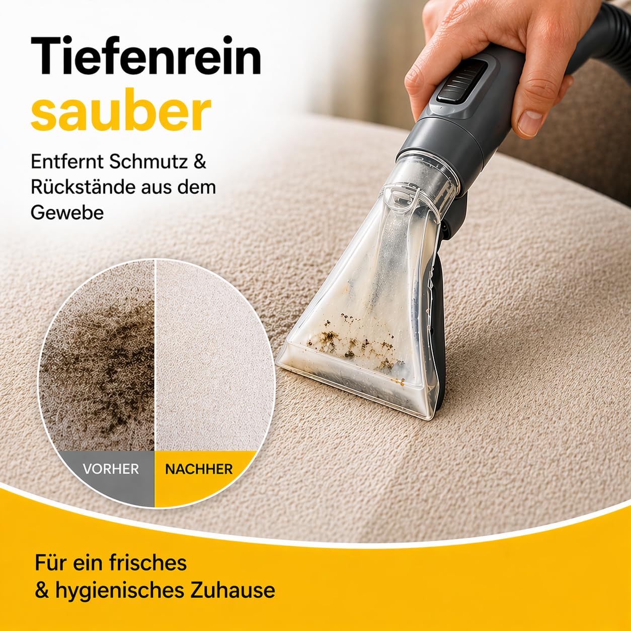 Polster- & Teppichreiniger 3x 1000ml - KONZENTRAT - Für Sofa, Teppich, Matratzen & Autositze - Tiefenreiniger gegen Flecken, Schmutz & Gerüche - Für Waschsauger & Nasssauger