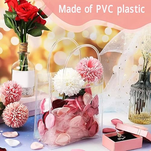 Miniatura 6 de WOHPNLE 30 PCS Clear Plastic Gift Bags with Handle, Reusable PVC Gift Wrap Tote Bag Shopping Bags for Christmas Valentine's Day Boutique Wedding