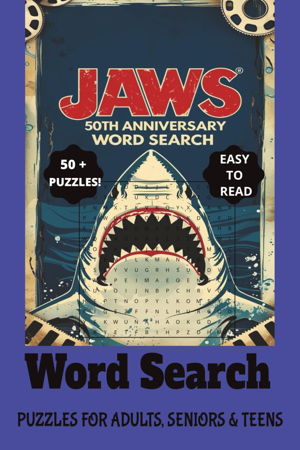 Jaws 50th Anniversary Word Search Puzzles for Adults, Seniors and Teens | Great GIfts