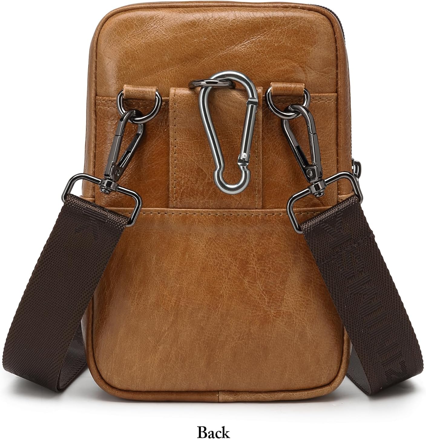 Genuine Leather Cell Phone Holster with Belt Loop Fits for iPhone 16 Pro Max S25 Ultra, Small Crossbody Belt Pouch for Men Women, Mini Messenger Bag with Adjustable and Removable Shoulder Strap - Image 2