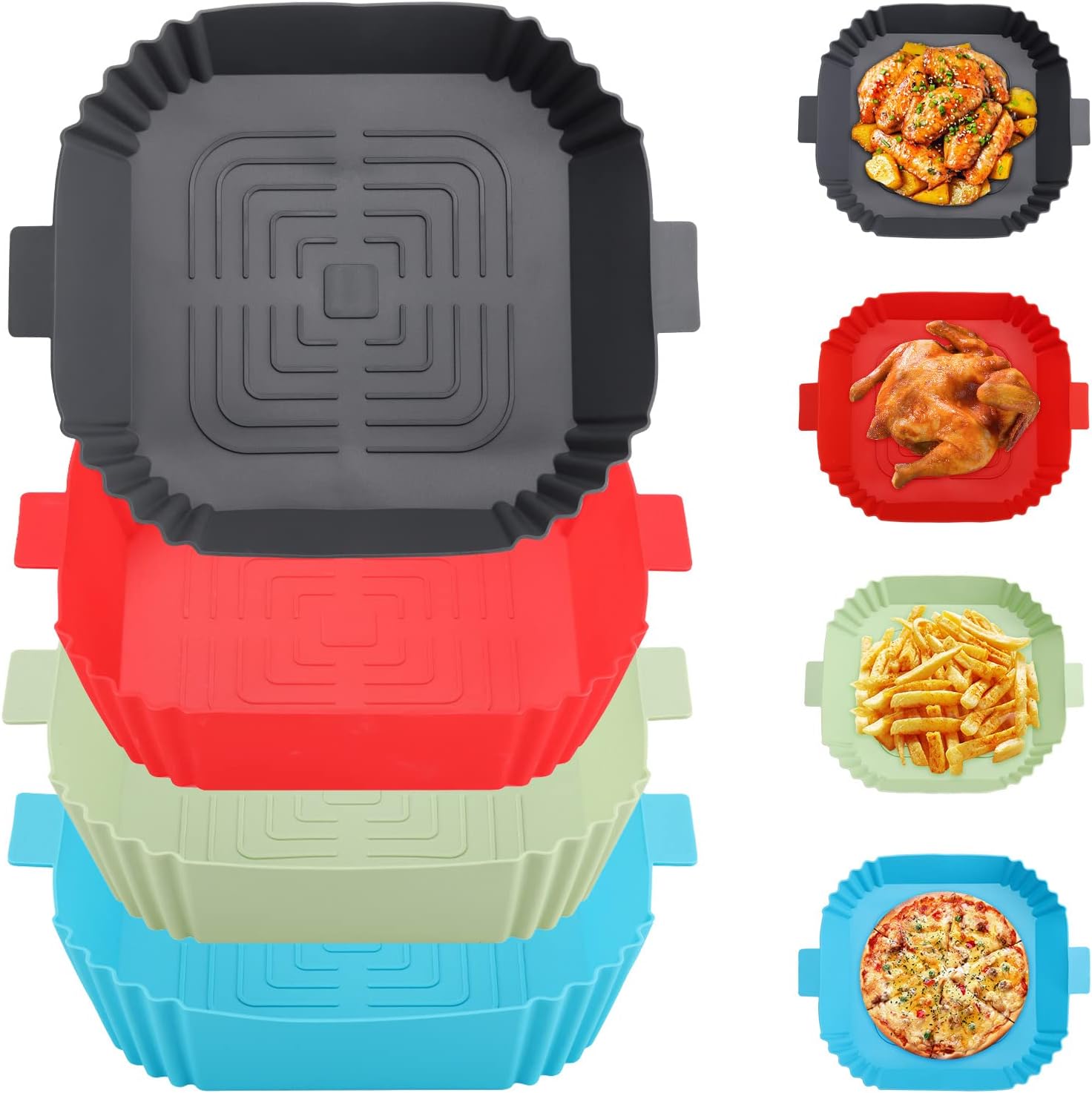 Airfryer Siliconen Pot, Air Fryer Siliconen Mand Kom, Siliconen Bakplaat Potten voor 3 tot 5 Qt voor Airfryer Oven Herbruikbare Bakplaat Oven Accessoires