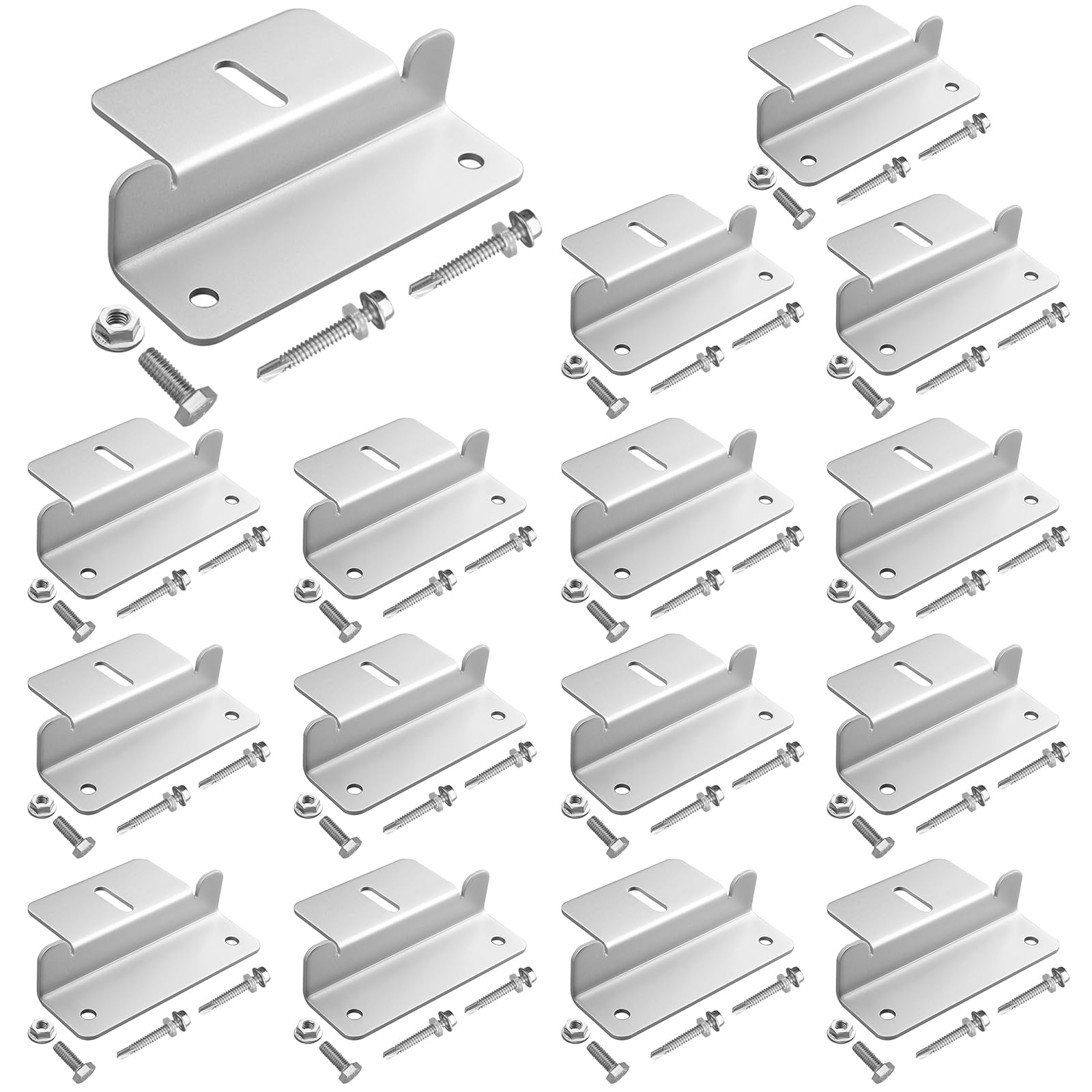 Anbte Lot de 16 Supports de Montage en Z pour Panneau Solaire en Aluminium | Vis en Acier Inoxydable 304, Stable Résistant à la Rouille, Facile à Installer pour Toit, Camping-car, Bateau, Yacht, Argent