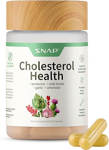 Snap Supplements Cholesterol Health - Artichoke, Milk Thistle, Garlic, and Berberine Supplement with Beta Sitosterol (95% Plant Sterols) for