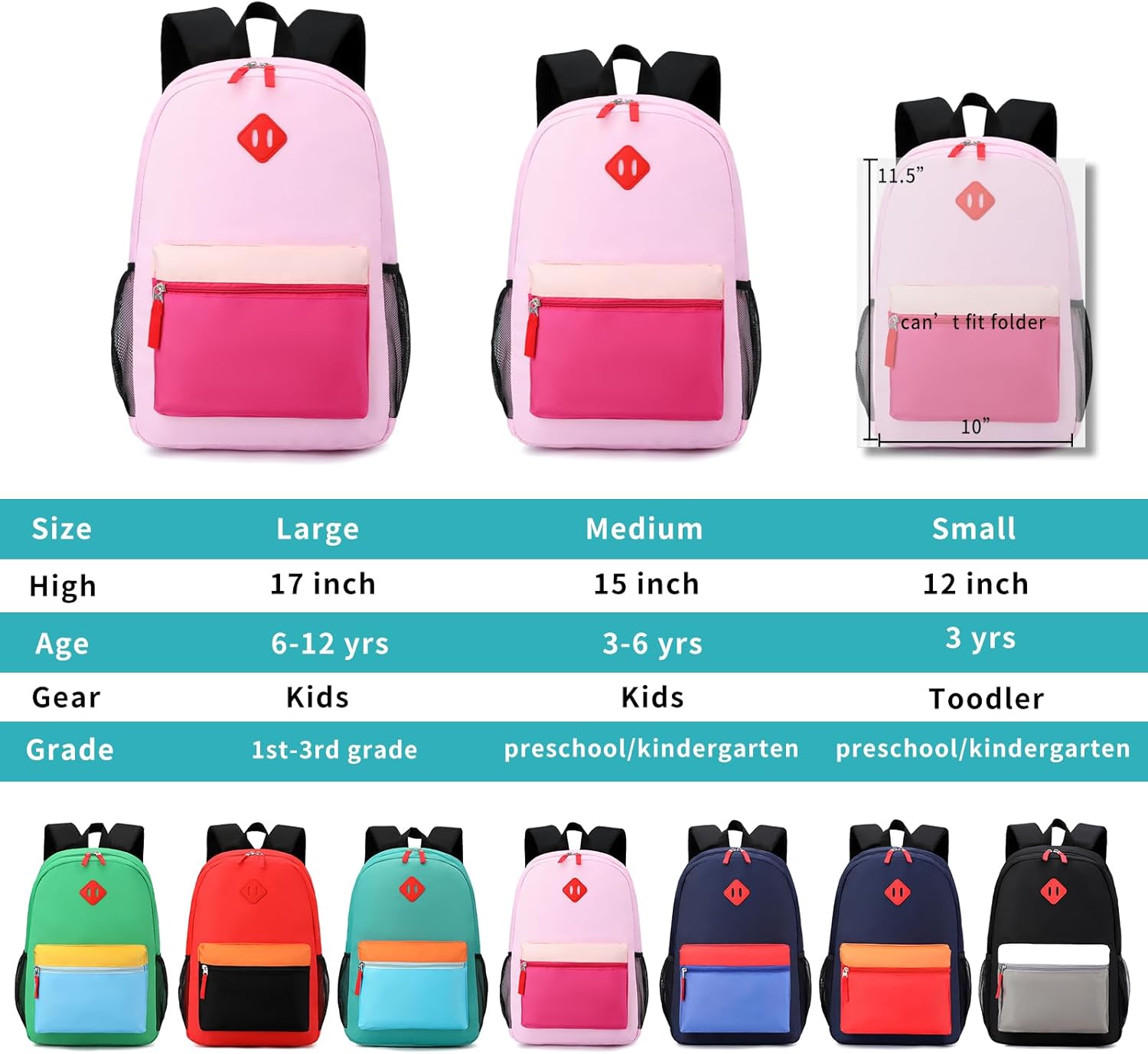 Toddler Backpack,12inch Preschool Backpack for Kids Boys and Girls 2-4 Kindergarten Preschool Bookbag with Chest Buckle (Purple Pink, Small) - Image 5