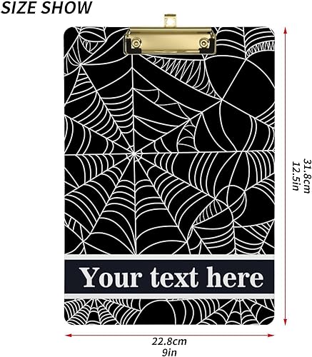Miniatura 2 de Portapapeles de plástico personalizado de tela de araña de Halloween, tamaño estándar, portapapeles acrílicos personalizados con clip de metal de