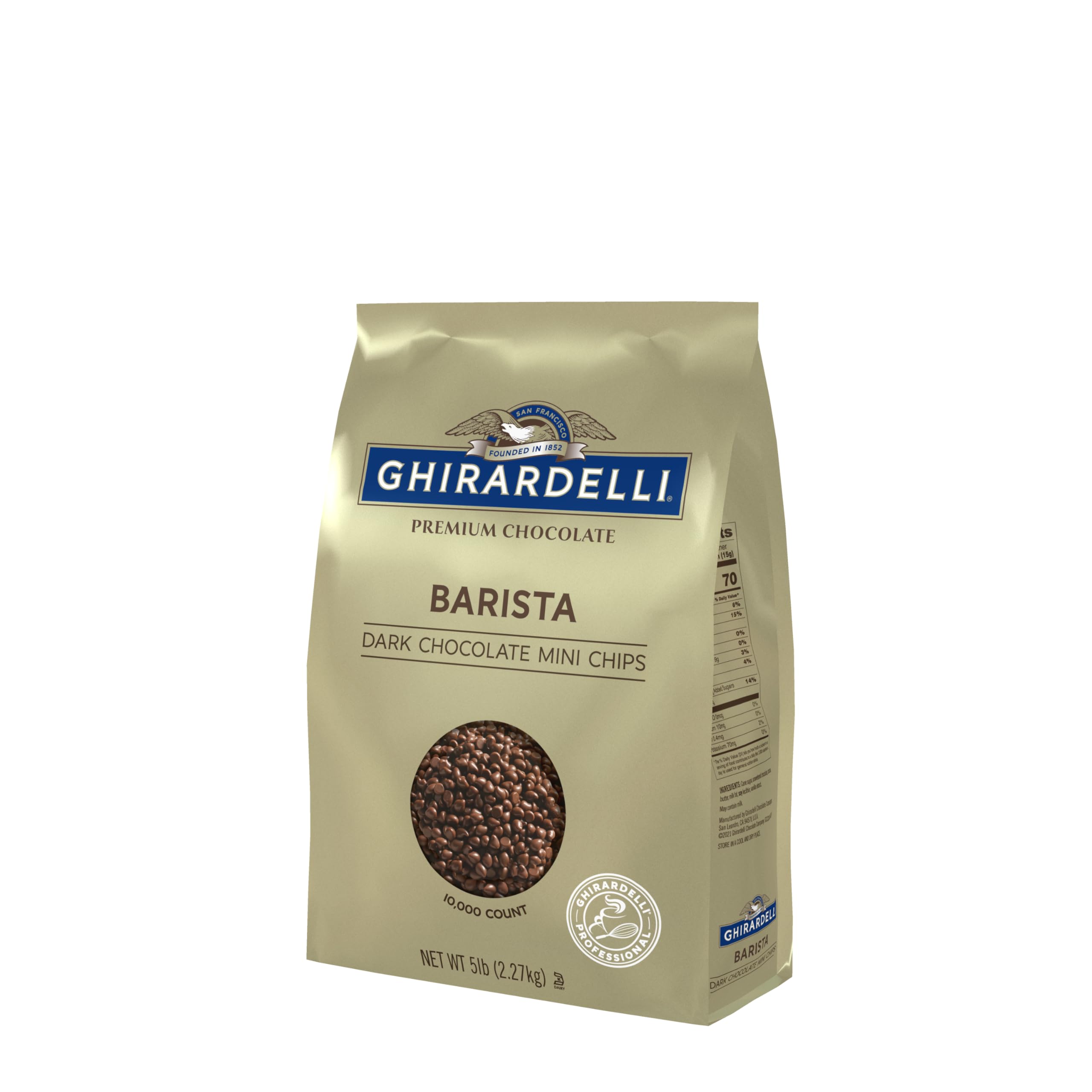 Ghirardelli Chocolate Company Dark Chocolate Barista Mini Chips 10,000 per lb, 5lb. Bag (Pack of 1)